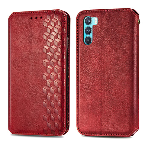 Custodia Portafoglio In Pelle Cover con Supporto S01D per Oppo K9 Pro 5G Rosso