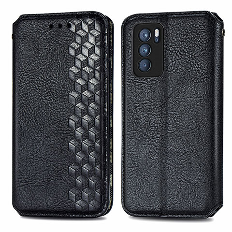 Custodia Portafoglio In Pelle Cover con Supporto S01D per Oppo Reno6 Pro 5G India Nero