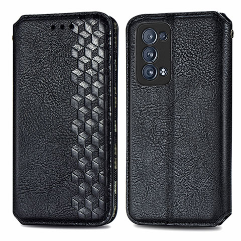 Custodia Portafoglio In Pelle Cover con Supporto S01D per Oppo Reno6 Pro+ Plus 5G Nero