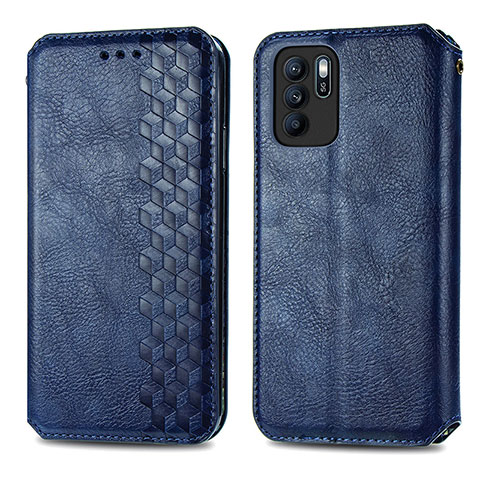 Custodia Portafoglio In Pelle Cover con Supporto S01D per Oppo Reno6 Z 5G Blu