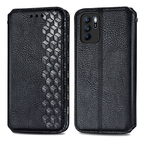 Custodia Portafoglio In Pelle Cover con Supporto S01D per Oppo Reno6 Z 5G Nero