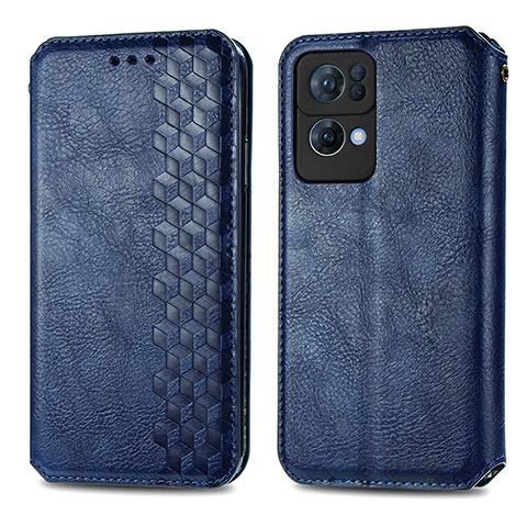 Custodia Portafoglio In Pelle Cover con Supporto S01D per Oppo Reno7 Pro 5G Blu