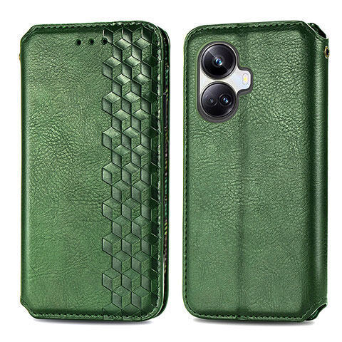 Custodia Portafoglio In Pelle Cover con Supporto S01D per Realme 10 Pro+ Plus 5G Verde