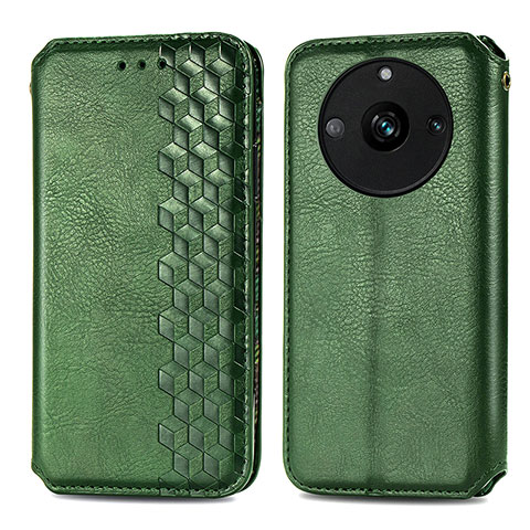 Custodia Portafoglio In Pelle Cover con Supporto S01D per Realme 11 Pro+ Plus 5G Verde