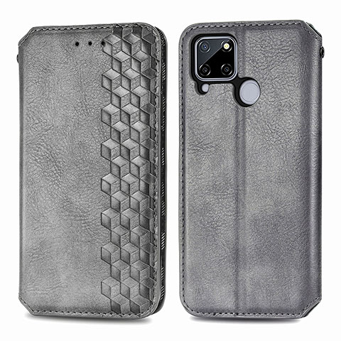 Custodia Portafoglio In Pelle Cover con Supporto S01D per Realme 7i RMX2193 Grigio