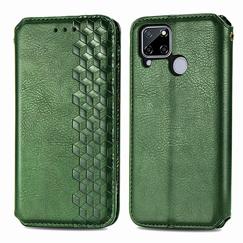 Custodia Portafoglio In Pelle Cover con Supporto S01D per Realme 7i RMX2193 Verde