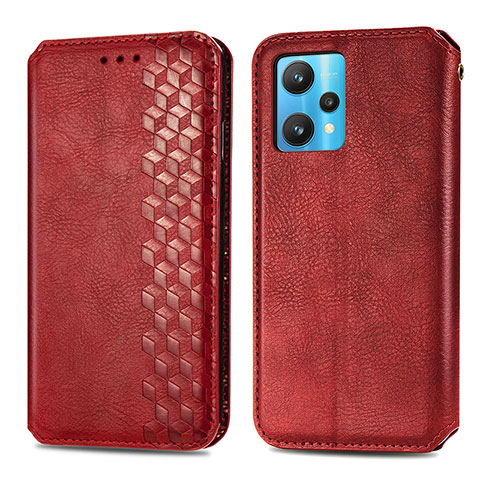 Custodia Portafoglio In Pelle Cover con Supporto S01D per Realme 9 4G Rosso