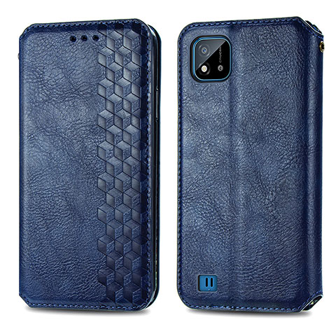 Custodia Portafoglio In Pelle Cover con Supporto S01D per Realme C11 (2021) Blu