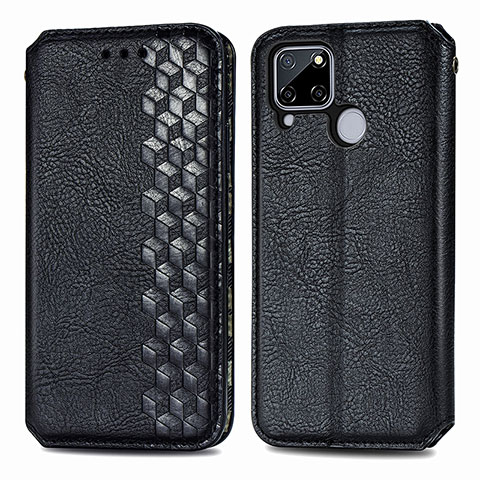 Custodia Portafoglio In Pelle Cover con Supporto S01D per Realme C12 Nero