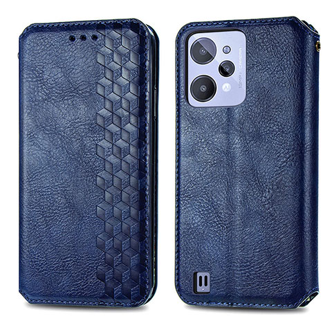 Custodia Portafoglio In Pelle Cover con Supporto S01D per Realme C31 Blu