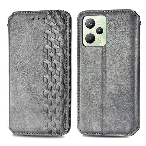 Custodia Portafoglio In Pelle Cover con Supporto S01D per Realme C35 Grigio