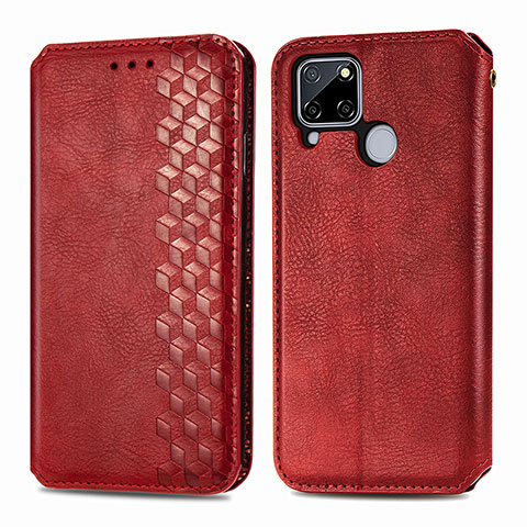 Custodia Portafoglio In Pelle Cover con Supporto S01D per Realme Narzo 30A Rosso