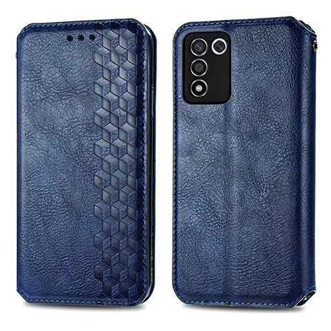 Custodia Portafoglio In Pelle Cover con Supporto S01D per Realme Q3s 5G Blu