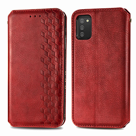 Custodia Portafoglio In Pelle Cover con Supporto S01D per Samsung Galaxy A02s Rosso