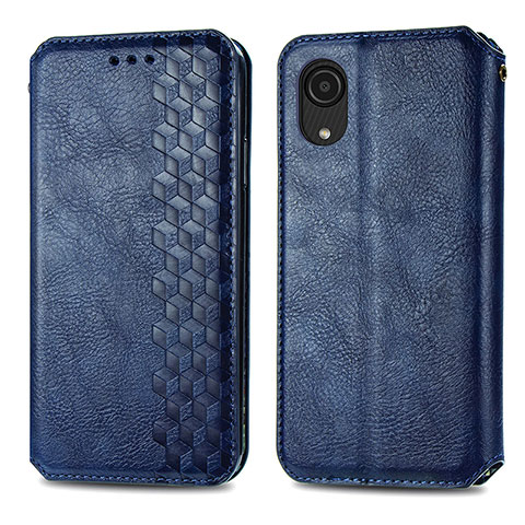 Custodia Portafoglio In Pelle Cover con Supporto S01D per Samsung Galaxy A03 Core Blu