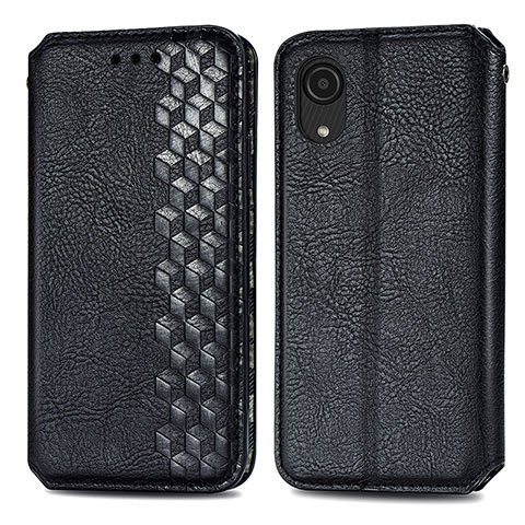 Custodia Portafoglio In Pelle Cover con Supporto S01D per Samsung Galaxy A03 Core Nero