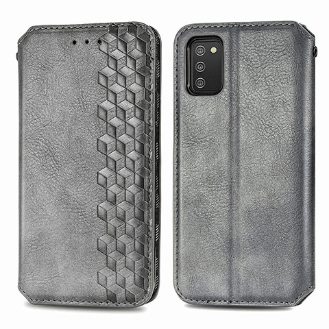 Custodia Portafoglio In Pelle Cover con Supporto S01D per Samsung Galaxy A03s Grigio