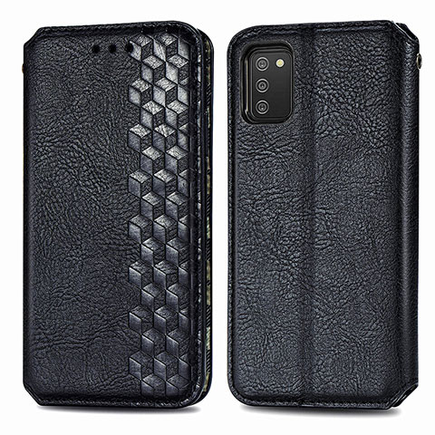 Custodia Portafoglio In Pelle Cover con Supporto S01D per Samsung Galaxy A03s Nero