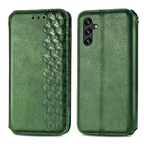 Custodia Portafoglio In Pelle Cover con Supporto S01D per Samsung Galaxy A04s Verde