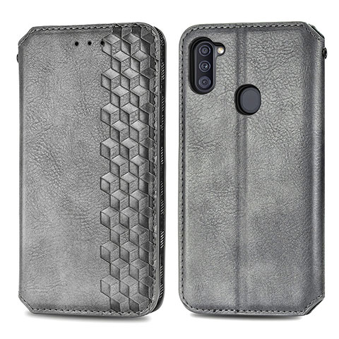 Custodia Portafoglio In Pelle Cover con Supporto S01D per Samsung Galaxy A11 Grigio