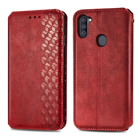 Custodia Portafoglio In Pelle Cover con Supporto S01D per Samsung Galaxy A11 Rosso