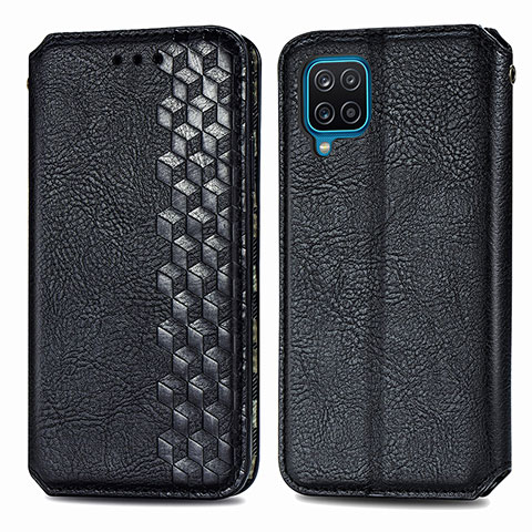 Custodia Portafoglio In Pelle Cover con Supporto S01D per Samsung Galaxy A12 5G Nero