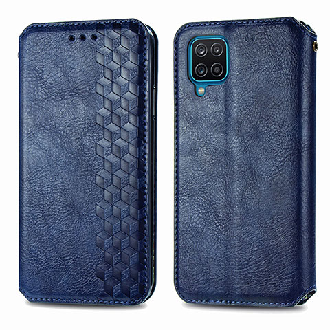 Custodia Portafoglio In Pelle Cover con Supporto S01D per Samsung Galaxy A12 Nacho Blu