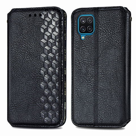 Custodia Portafoglio In Pelle Cover con Supporto S01D per Samsung Galaxy A12 Nacho Nero