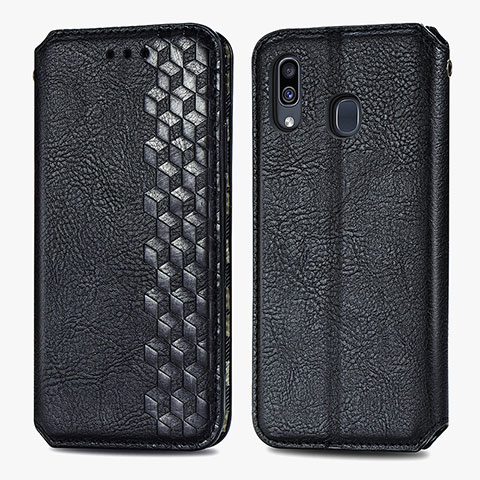 Custodia Portafoglio In Pelle Cover con Supporto S01D per Samsung Galaxy A20 Nero