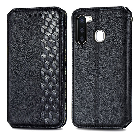 Custodia Portafoglio In Pelle Cover con Supporto S01D per Samsung Galaxy A21 European Nero