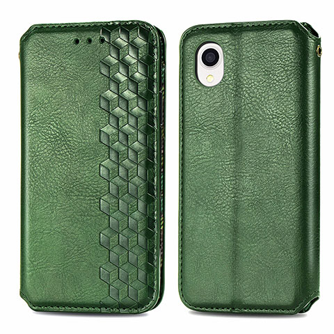 Custodia Portafoglio In Pelle Cover con Supporto S01D per Samsung Galaxy A22 5G SC-56B Verde