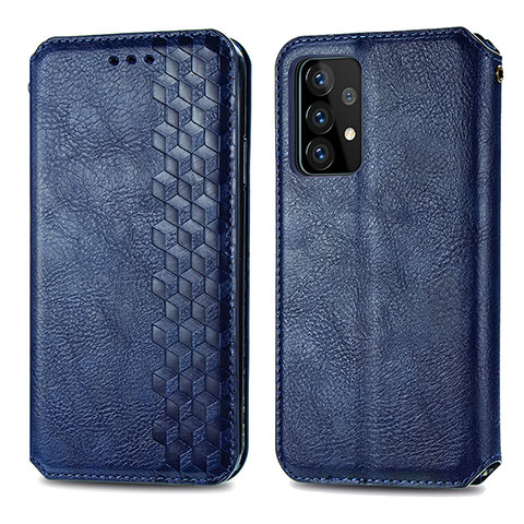 Custodia Portafoglio In Pelle Cover con Supporto S01D per Samsung Galaxy A52 4G Blu