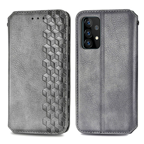 Custodia Portafoglio In Pelle Cover con Supporto S01D per Samsung Galaxy A52 4G Grigio