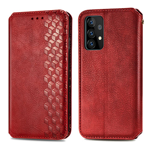 Custodia Portafoglio In Pelle Cover con Supporto S01D per Samsung Galaxy A52 5G Rosso