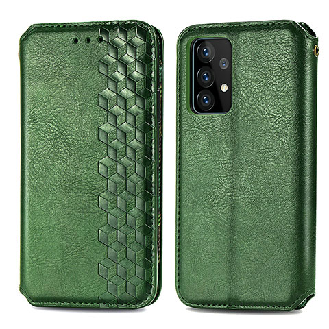 Custodia Portafoglio In Pelle Cover con Supporto S01D per Samsung Galaxy A52s 5G Verde