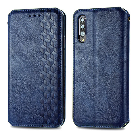 Custodia Portafoglio In Pelle Cover con Supporto S01D per Samsung Galaxy A70 Blu