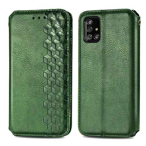 Custodia Portafoglio In Pelle Cover con Supporto S01D per Samsung Galaxy A71 4G A715 Verde