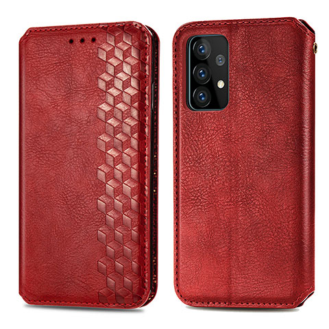 Custodia Portafoglio In Pelle Cover con Supporto S01D per Samsung Galaxy A72 5G Rosso