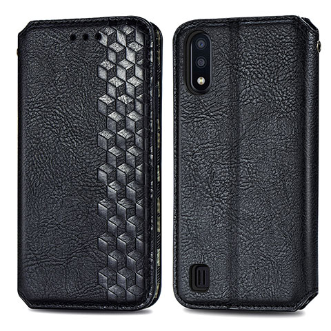 Custodia Portafoglio In Pelle Cover con Supporto S01D per Samsung Galaxy M01 Nero