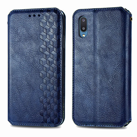 Custodia Portafoglio In Pelle Cover con Supporto S01D per Samsung Galaxy M02 Blu