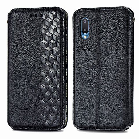 Custodia Portafoglio In Pelle Cover con Supporto S01D per Samsung Galaxy M02 Nero