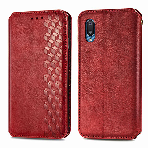 Custodia Portafoglio In Pelle Cover con Supporto S01D per Samsung Galaxy M02 Rosso