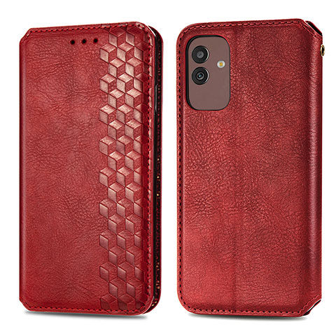 Custodia Portafoglio In Pelle Cover con Supporto S01D per Samsung Galaxy M13 5G Rosso