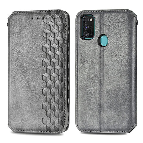 Custodia Portafoglio In Pelle Cover con Supporto S01D per Samsung Galaxy M21 Grigio