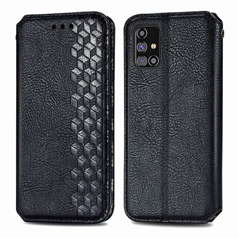 Custodia Portafoglio In Pelle Cover con Supporto S01D per Samsung Galaxy M31s Nero