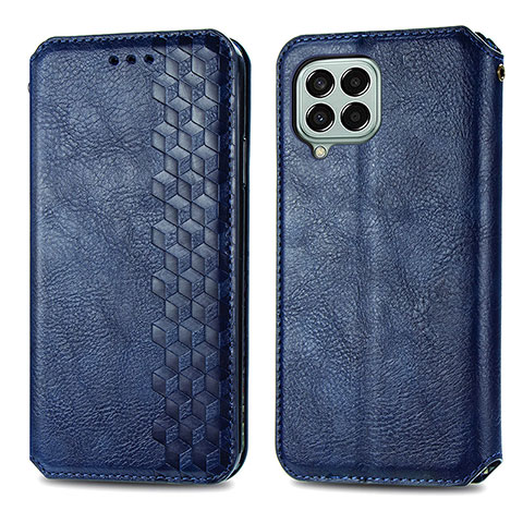 Custodia Portafoglio In Pelle Cover con Supporto S01D per Samsung Galaxy M33 5G Blu