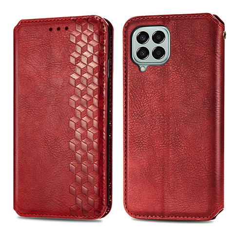 Custodia Portafoglio In Pelle Cover con Supporto S01D per Samsung Galaxy M33 5G Rosso