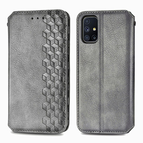 Custodia Portafoglio In Pelle Cover con Supporto S01D per Samsung Galaxy M51 Grigio