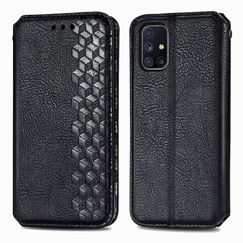 Custodia Portafoglio In Pelle Cover con Supporto S01D per Samsung Galaxy M51 Nero