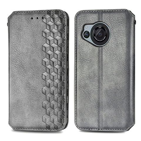 Custodia Portafoglio In Pelle Cover con Supporto S01D per Sharp Aquos R8 Grigio